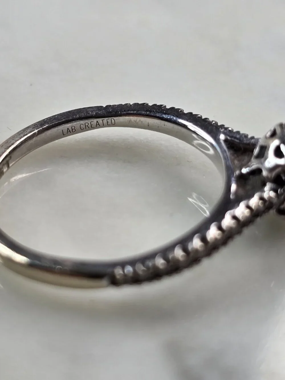 Womens Estate 14k White Gold Lab Diamond Ring 2.6g #E5756